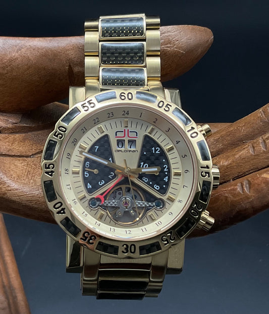 Schwarz-Goldene deLorean Uhr