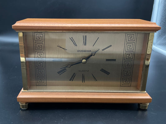 Goldfarbige Dugenta Tischuhr mit Holz