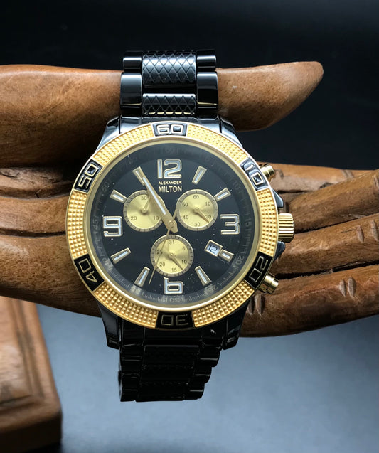 Gold-schwarze Alexander Milton Uhr