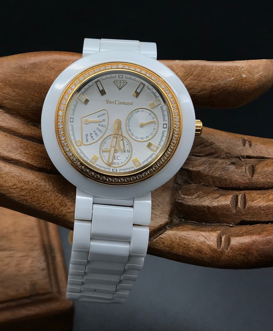 Gold-weiße YvesCamani Uhr