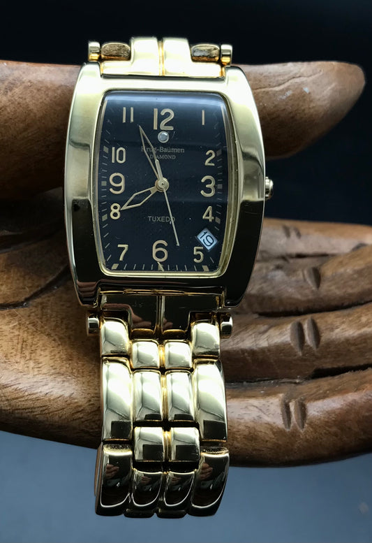 Gold-schwarze Krug-Baümen Diamond Tuxedo Uhr