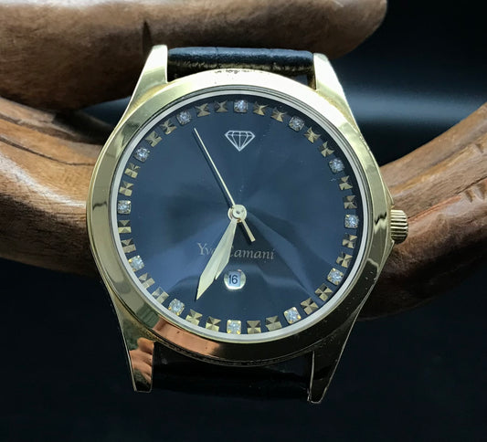 Gold-schwarze YvesCamani Uhr