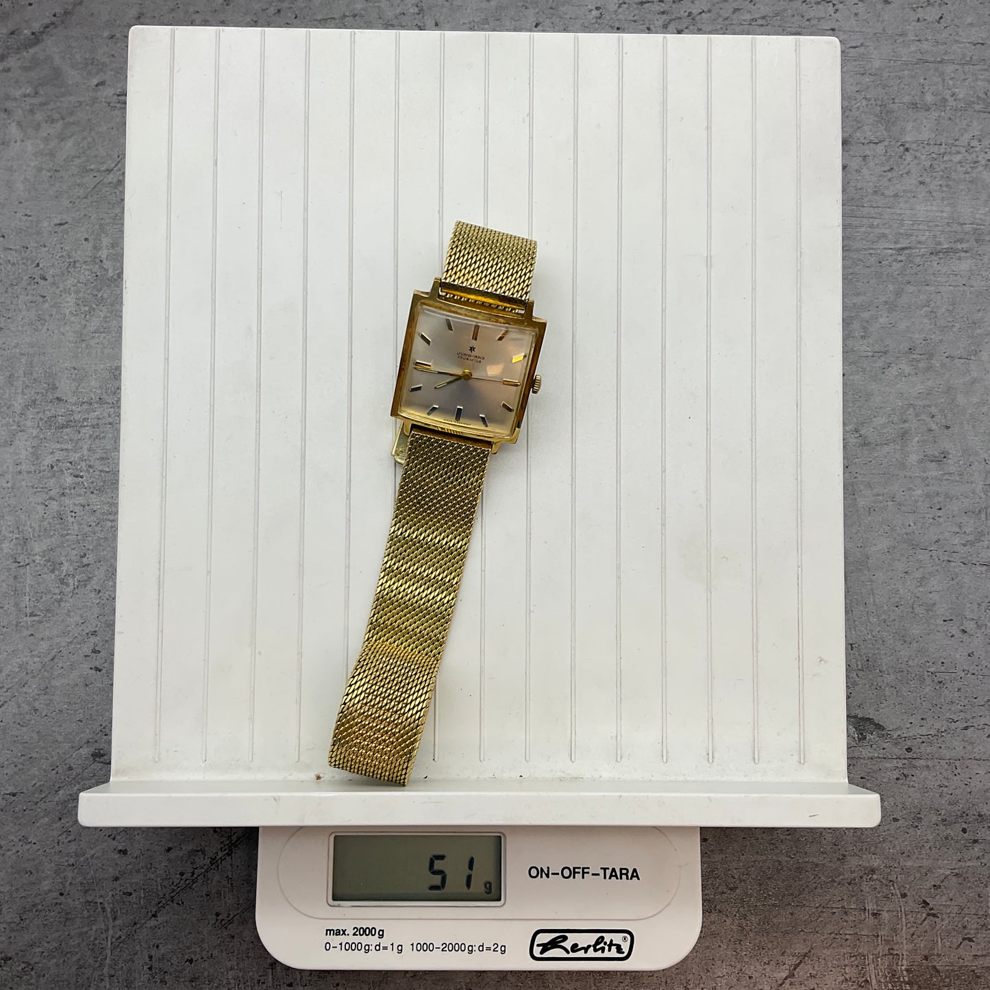 quadratische Junghans Armbanduhr 17 Jewels mit Sekundenanzeiger