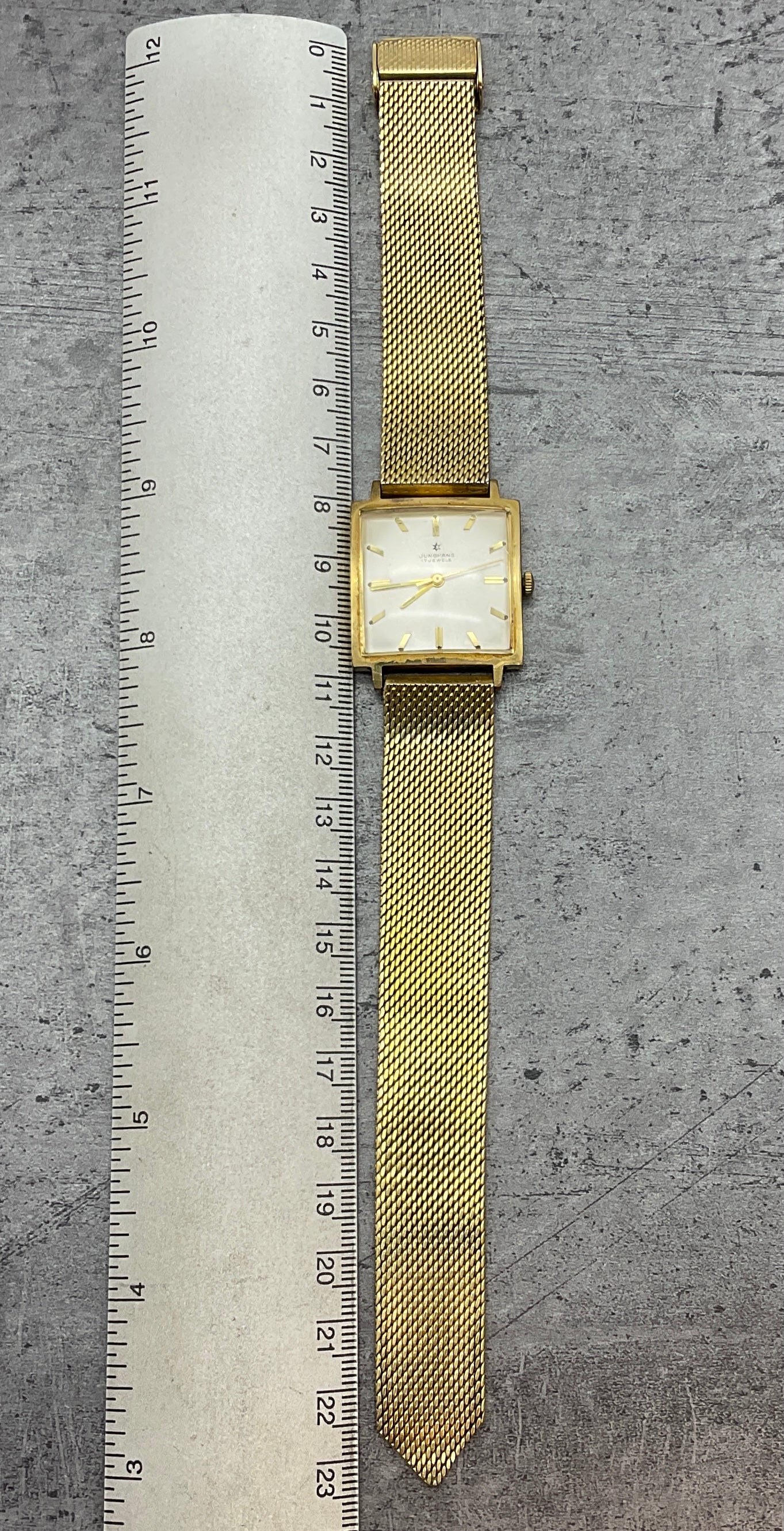 quadratische Junghans Armbanduhr 17 Jewels mit Sekundenanzeiger