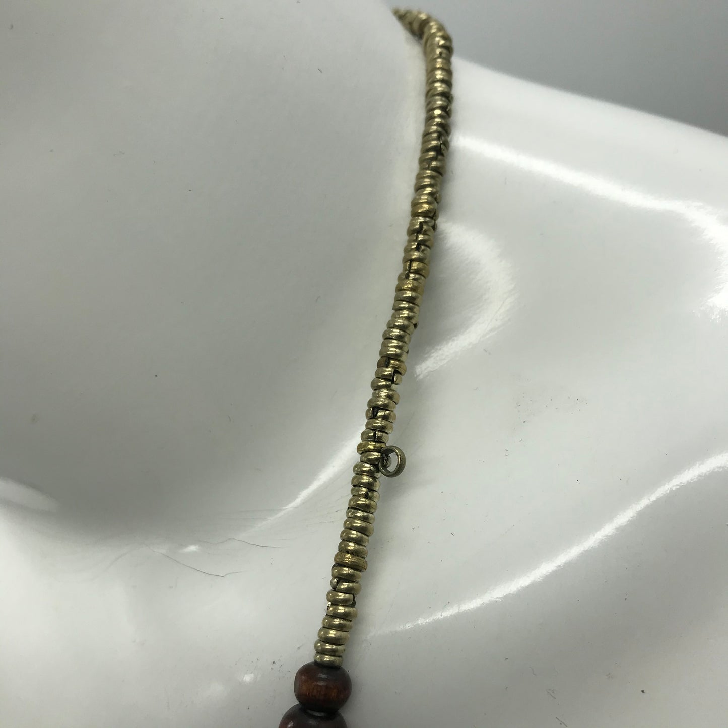 Statement Kette, Modeschmuck, königsblau, silber und rotfarbend, Tropfenform