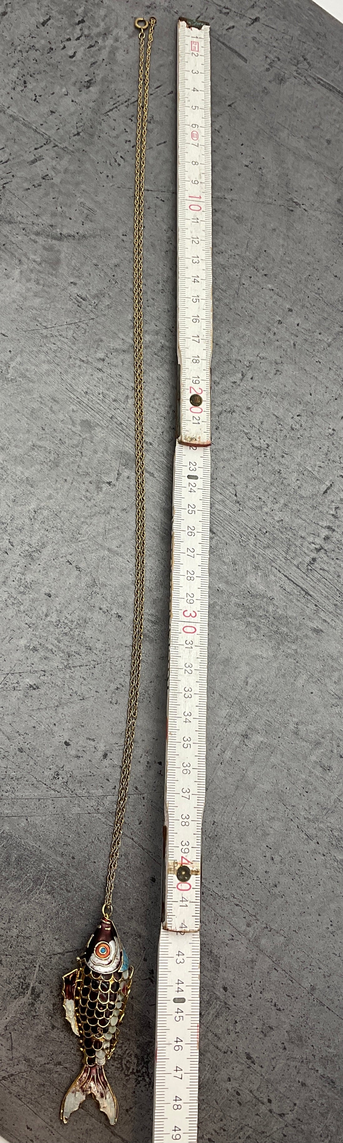 Gliederfisch Parfumfisch, Kette, beweglich, bunt und goldfarbig