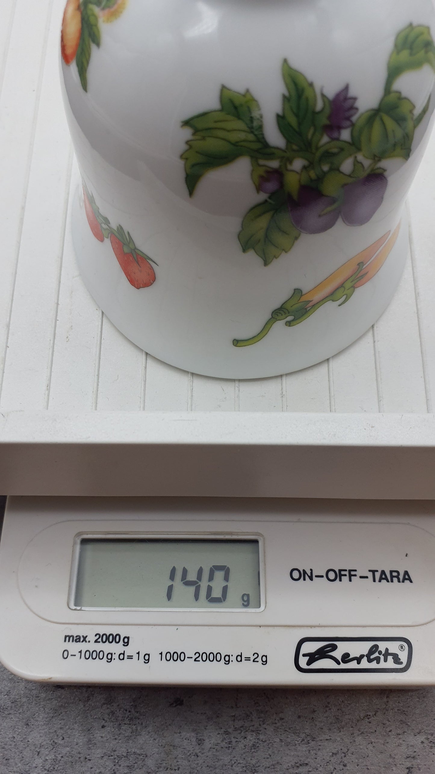 Porzellan Glocke, Obst Motiv und gold Verzierung