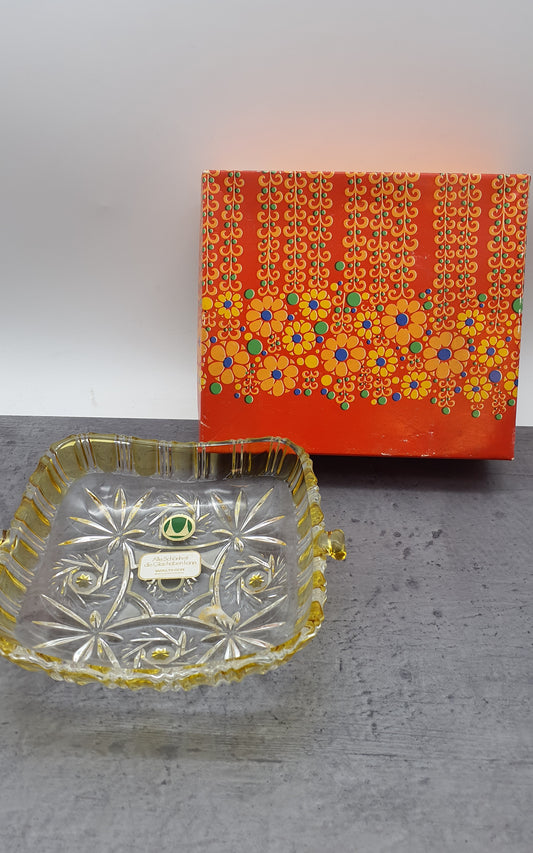 Walther Glas, Sevierplatte Obstschale Dessertschale gelber Stern, Walther Glas Kollektion