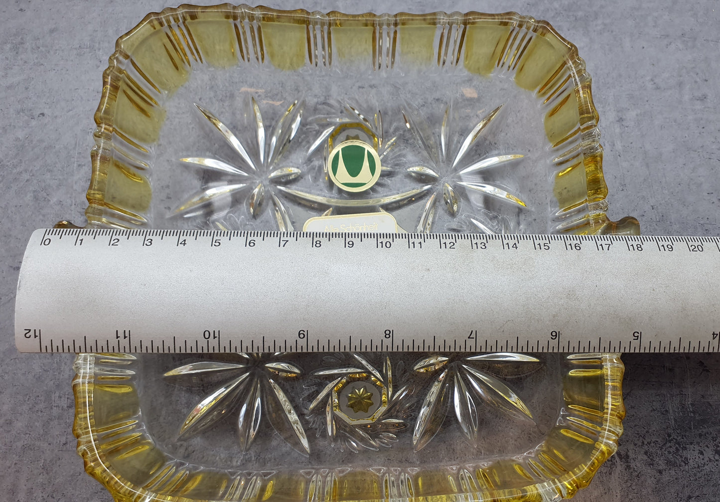 Walther Glas, Sevierplatte Obstschale Dessertschale gelber Stern, Walther Glas Kollektion