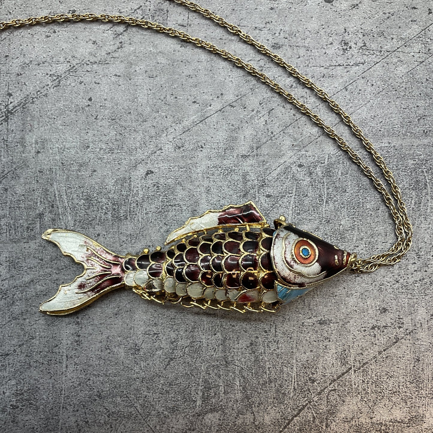 Gliederfisch Parfumfisch, Kette, beweglich, bunt und goldfarbig