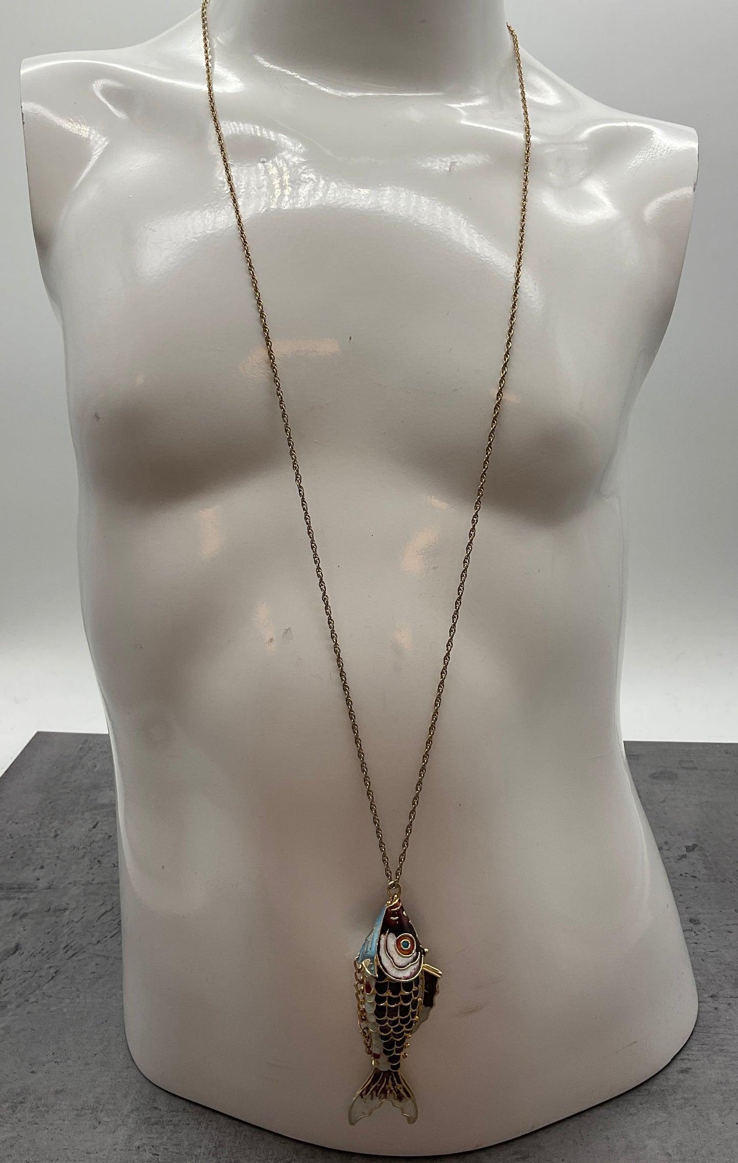 Gliederfisch Parfumfisch, Kette, beweglich, bunt und goldfarbig