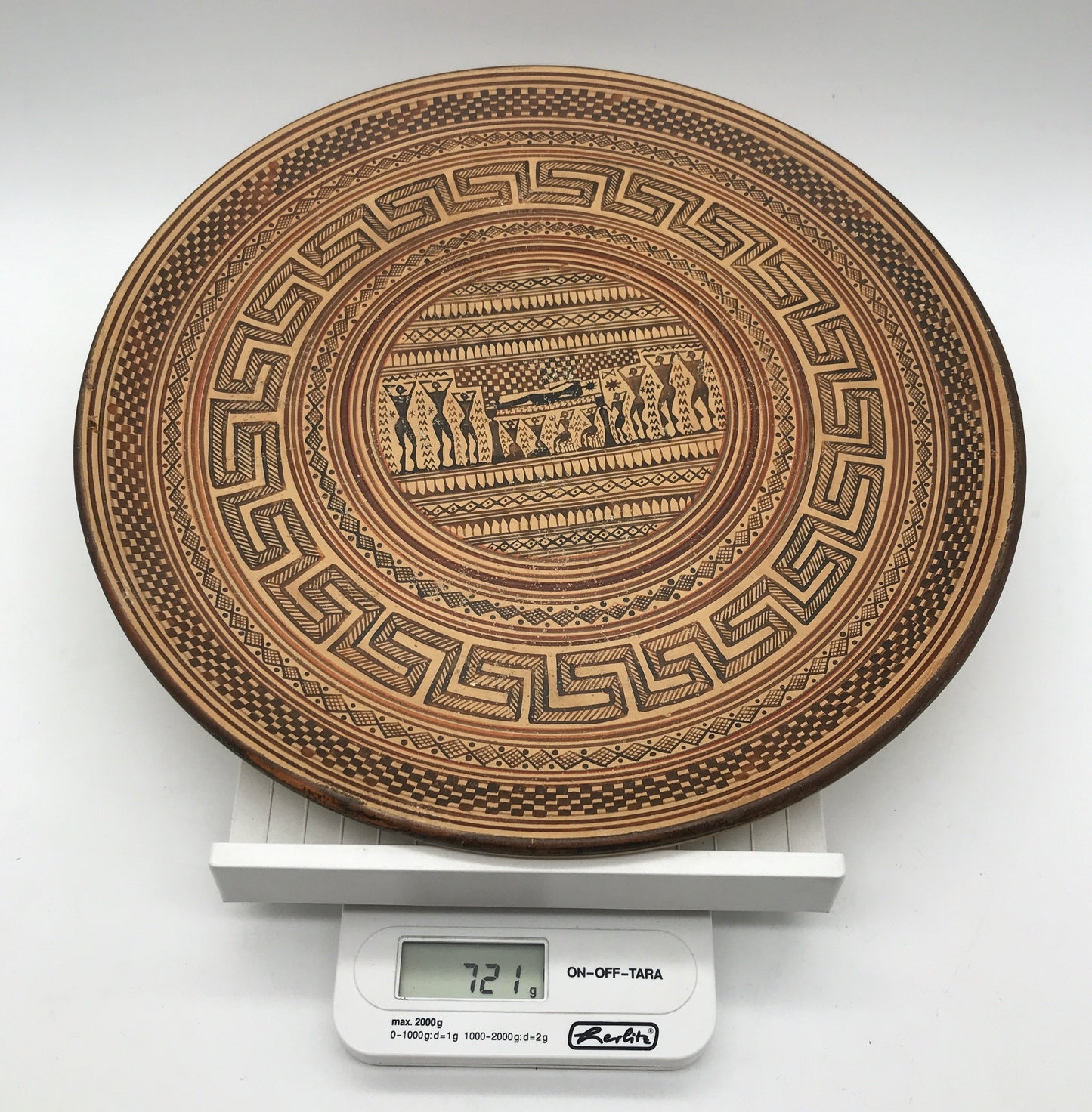 Wandteller Keramik, griechisches Muster, Deko, 28 cm Durchmesser