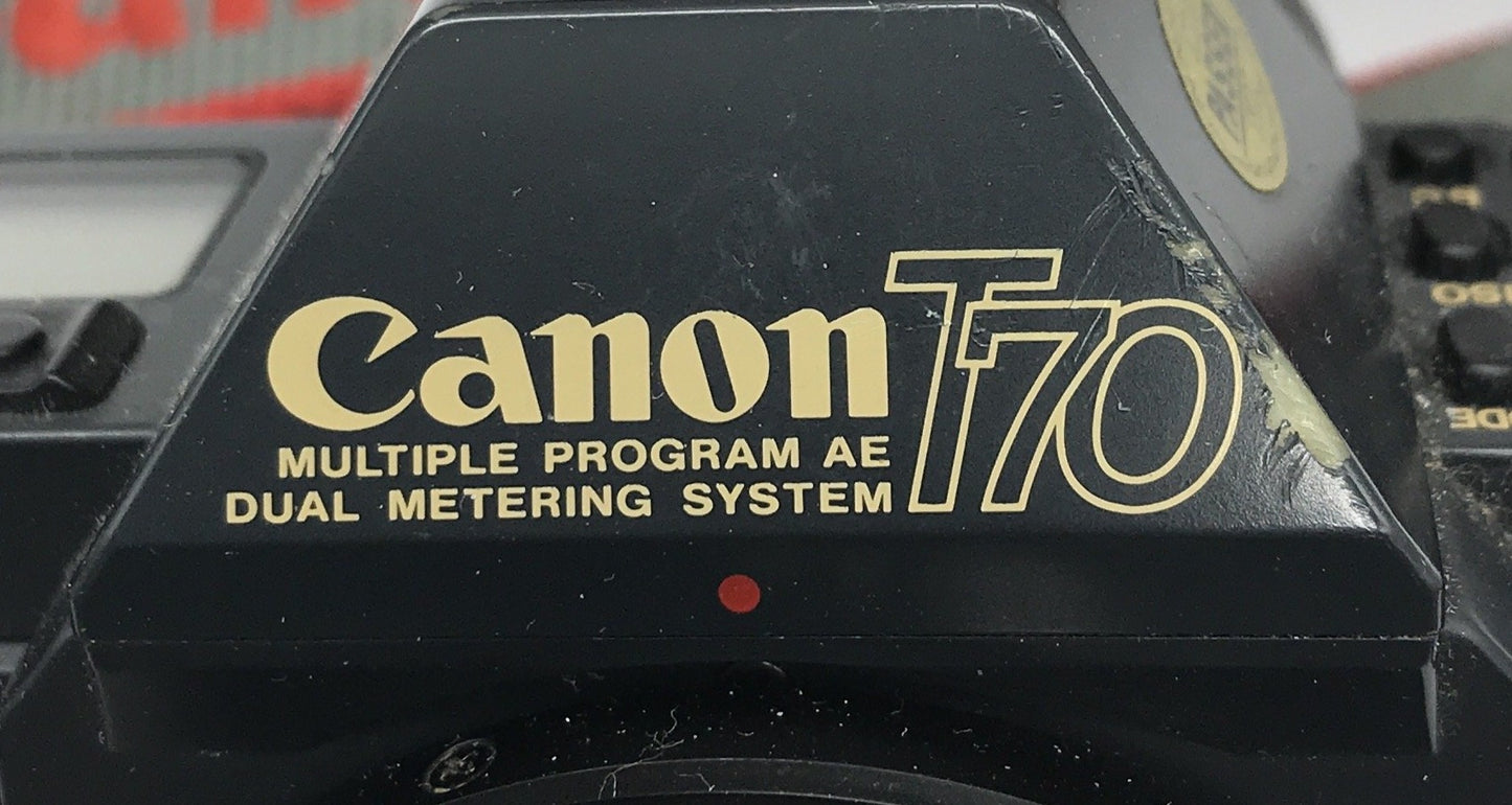 Canon T70 Spiegelreflexkamera schwarz mit viel Zubehör und Tasche