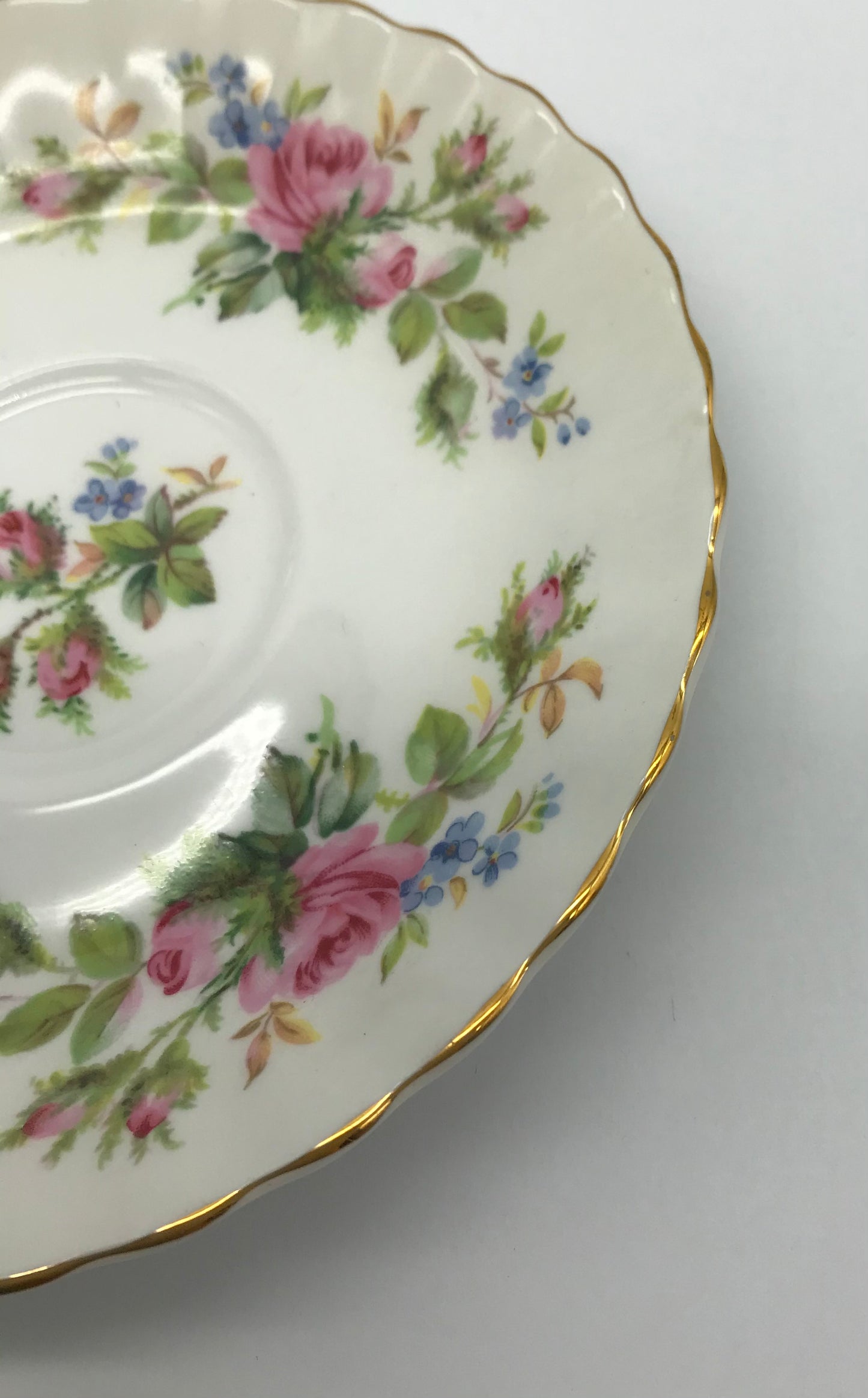 Royal Albert Moss Rose Bone China Unterteller, Kaffeeteller Blumendekor