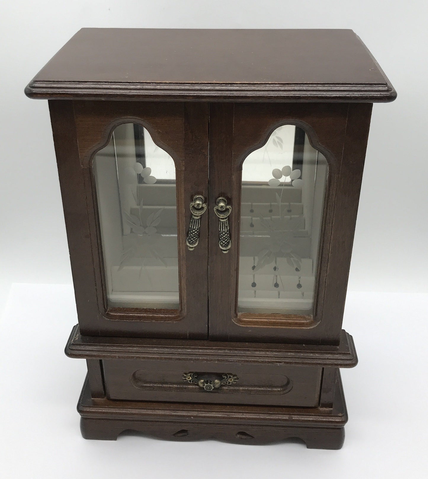 Schmuck Kästchen Vitrine Schränkchen Schatulle Holz Metall Beschläge