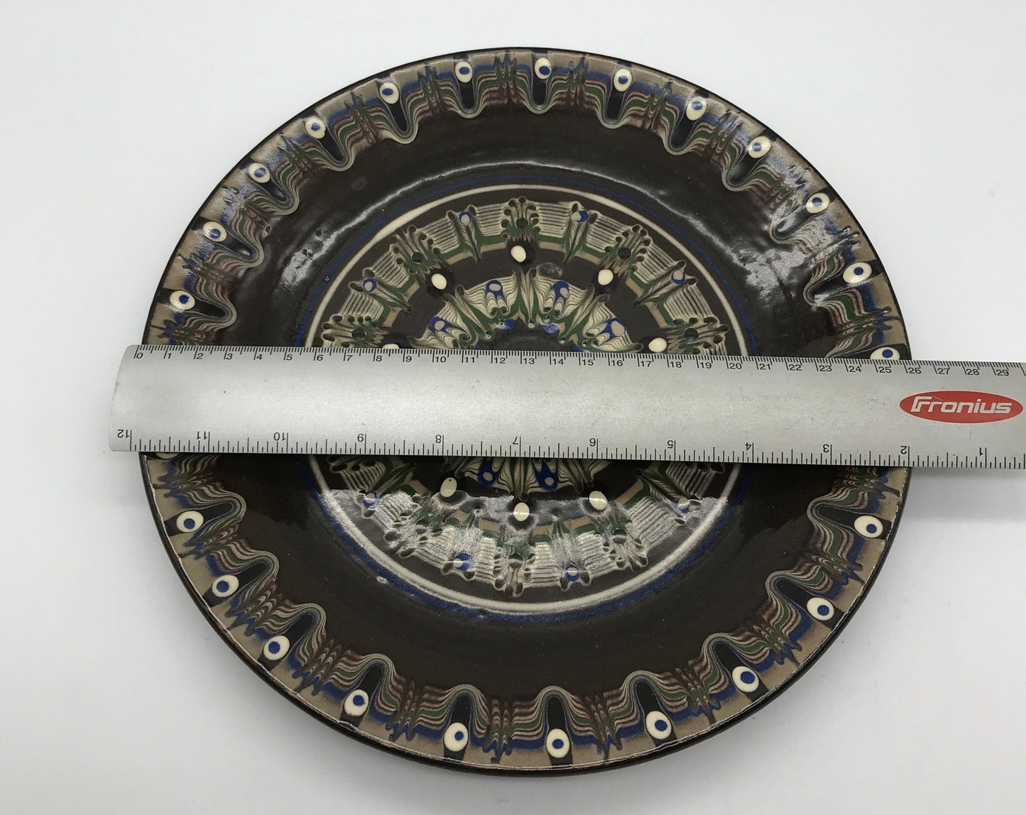 Wandteller Keramik, braun gemustert, Deko, 26,5 cm Durchmesser
