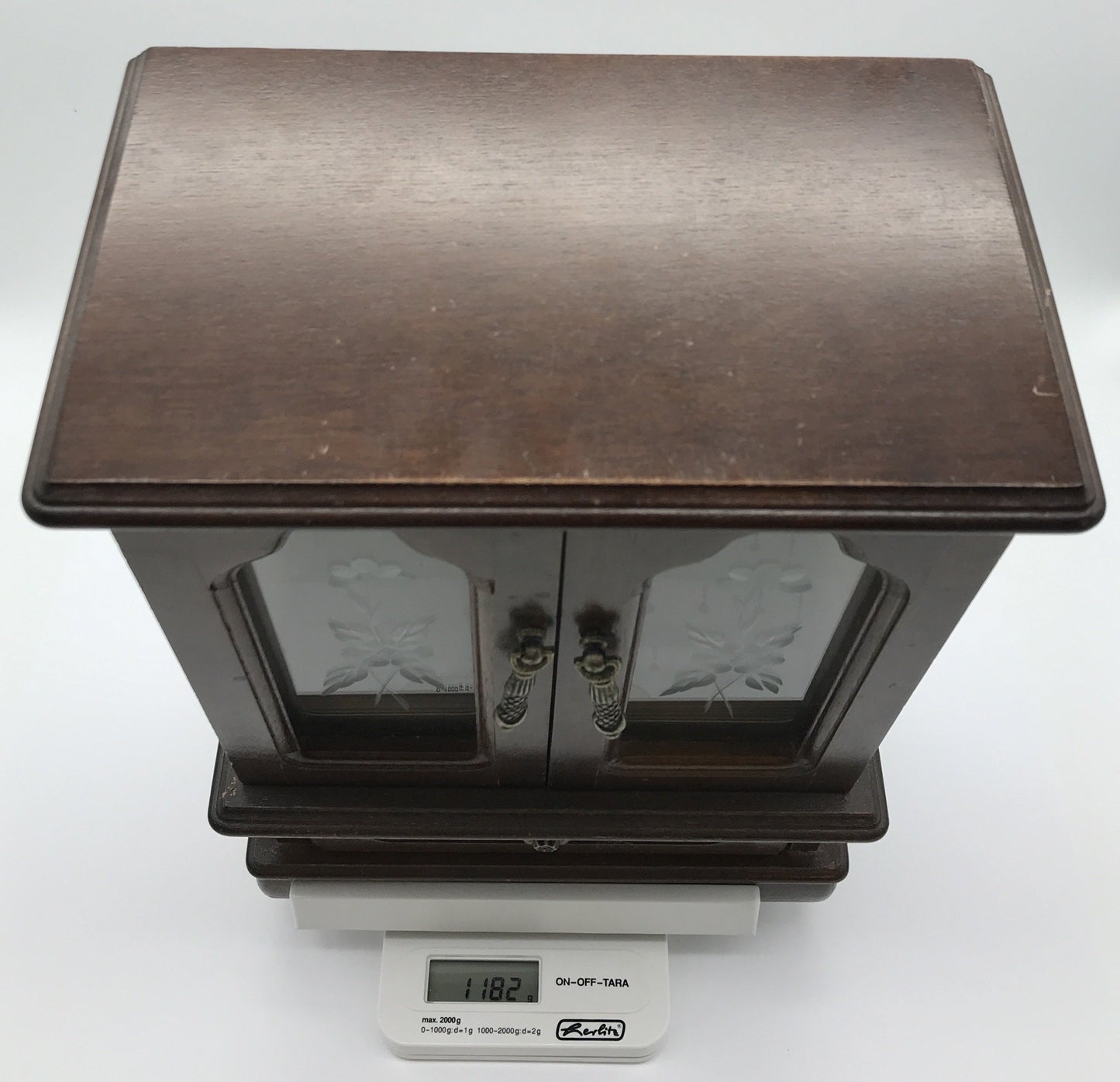 Schmuck Kästchen Vitrine Schränkchen Schatulle Holz Metall Beschläge