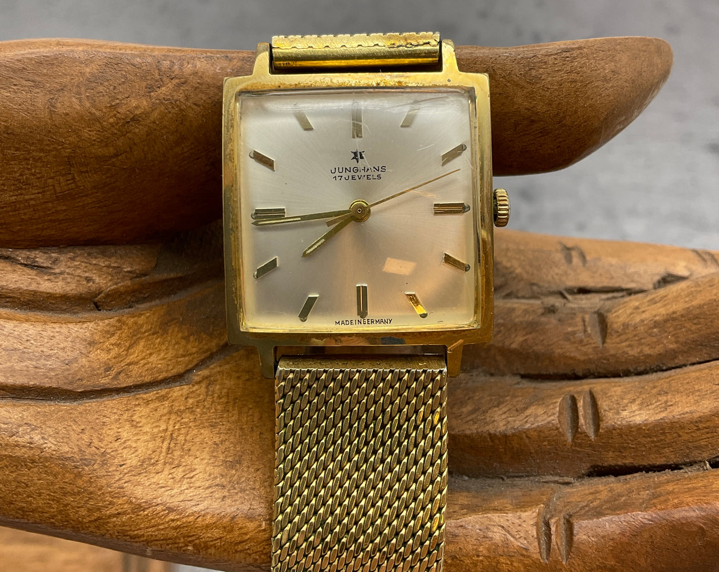 quadratische Junghans Armbanduhr 17 Jewels mit Sekundenanzeiger