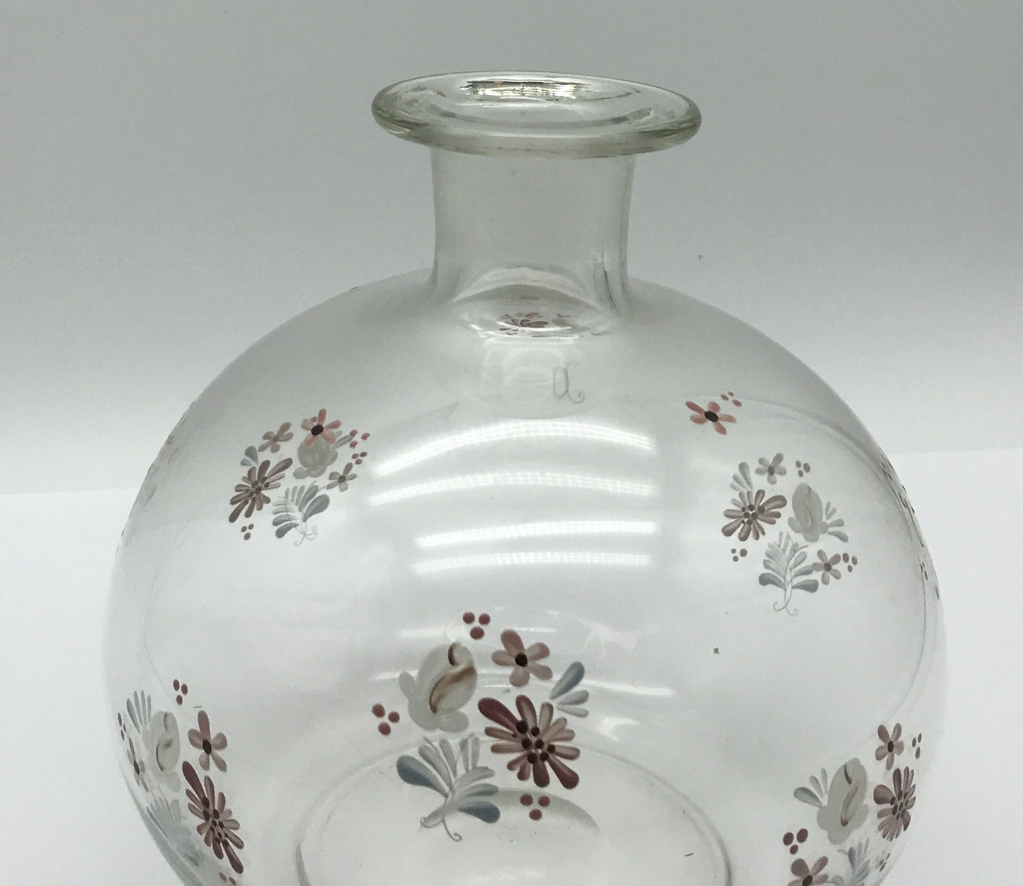 Glasvase Blumenvase Tischvase - Bauchvase mit Blumenmuster
