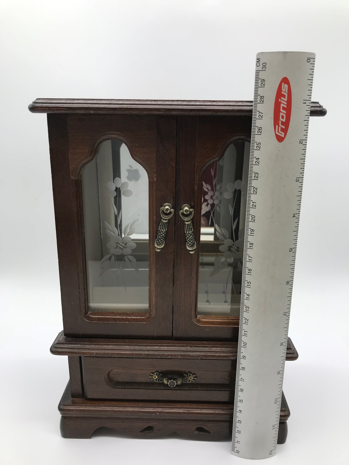 Schmuck Kästchen Vitrine Schränkchen Schatulle Holz Metall Beschläge