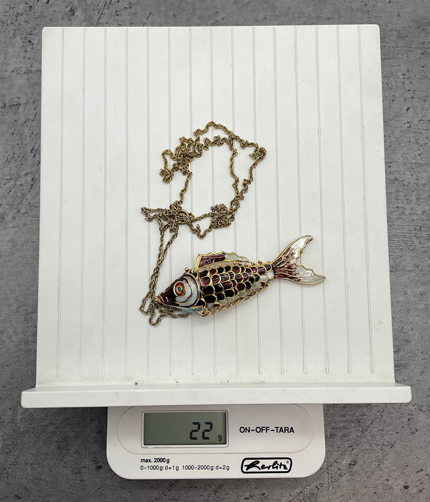 Gliederfisch Parfumfisch, Kette, beweglich, bunt und goldfarbig