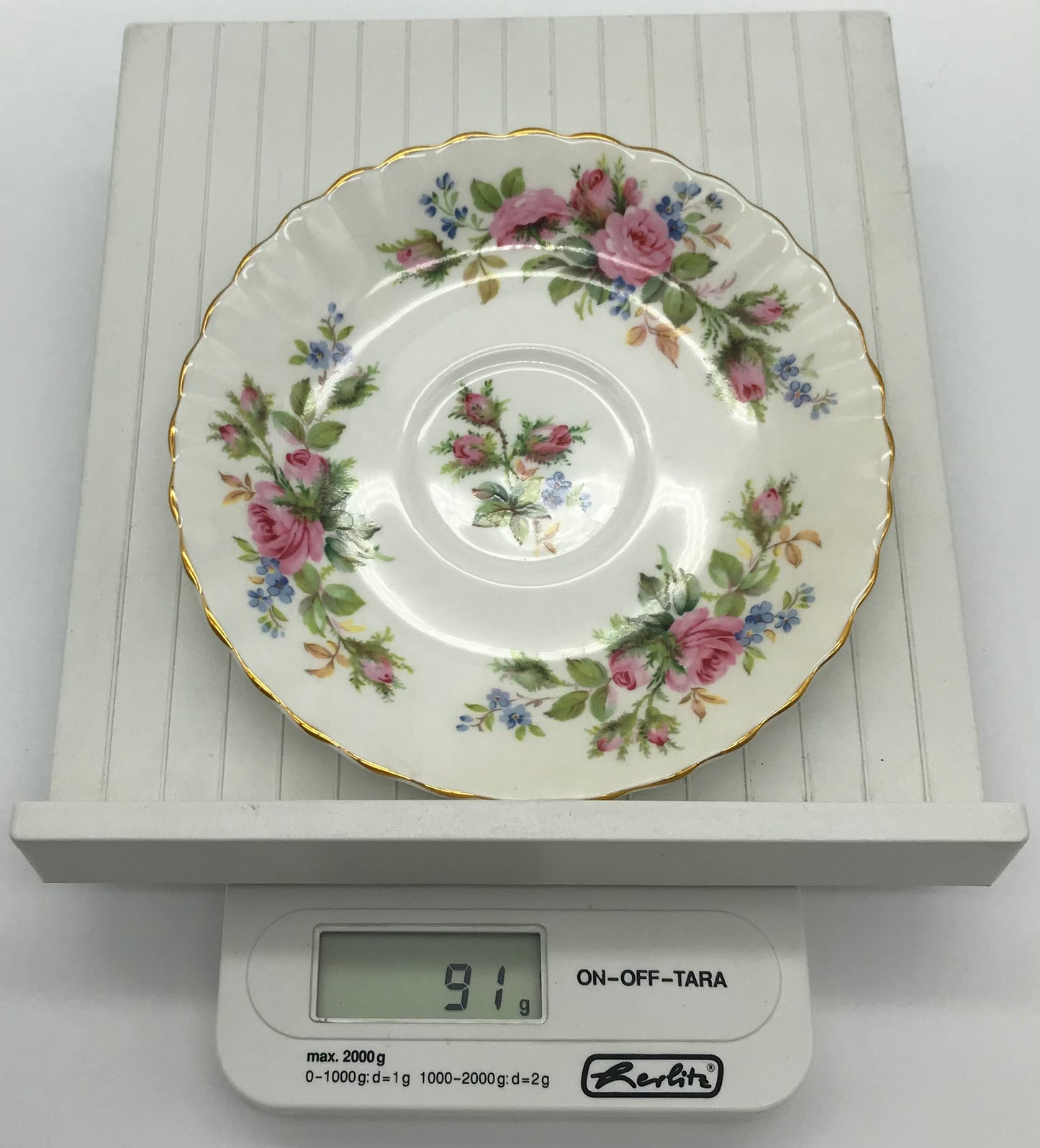 Royal Albert Moss Rose Bone China Unterteller, Kaffeeteller Blumendekor
