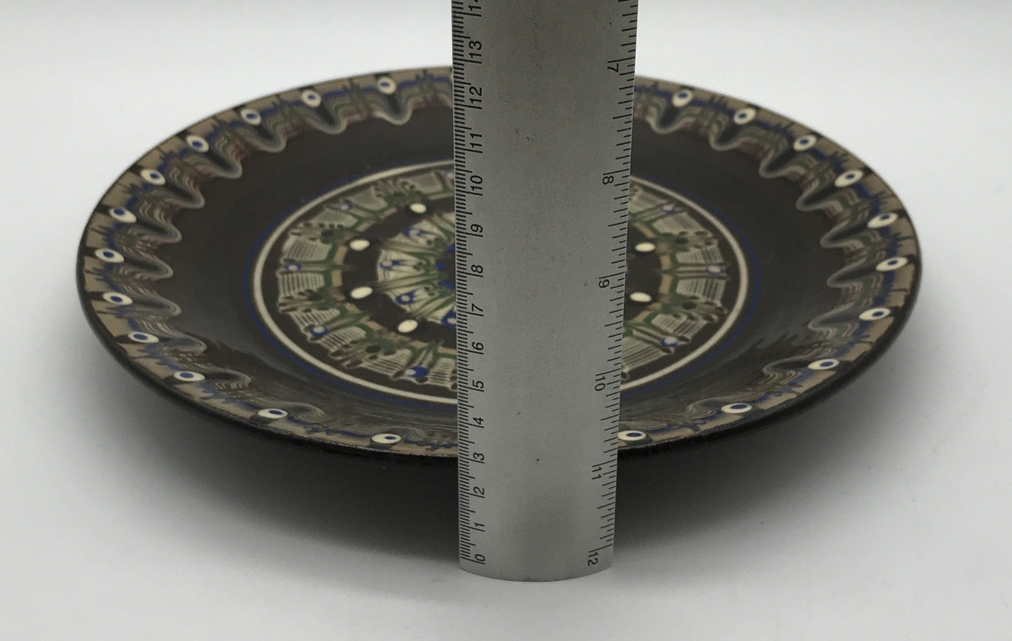 Wandteller Keramik, braun gemustert, Deko, 26,5 cm Durchmesser