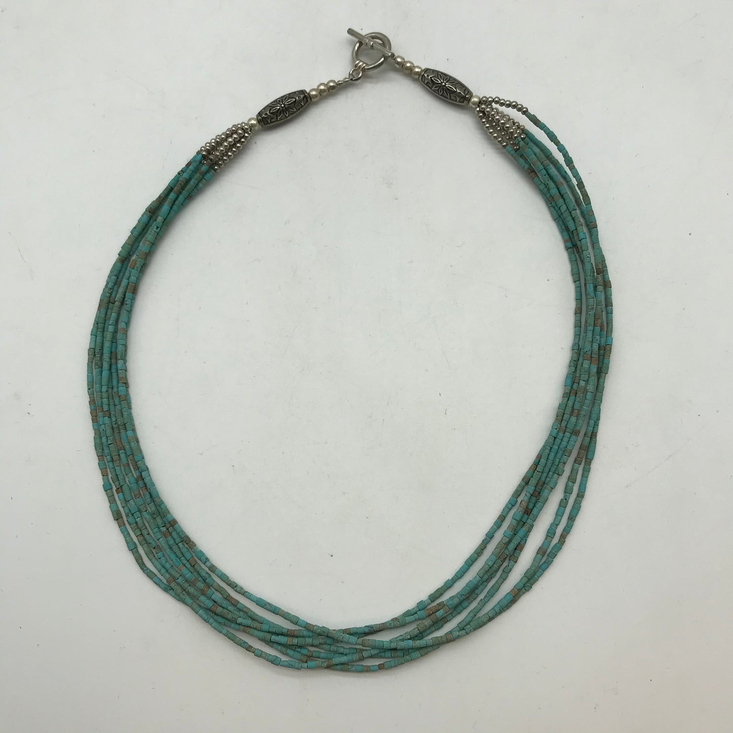 Türkise Modeschmuck Perlenkette, mit Silberfarbenen Verschluss,