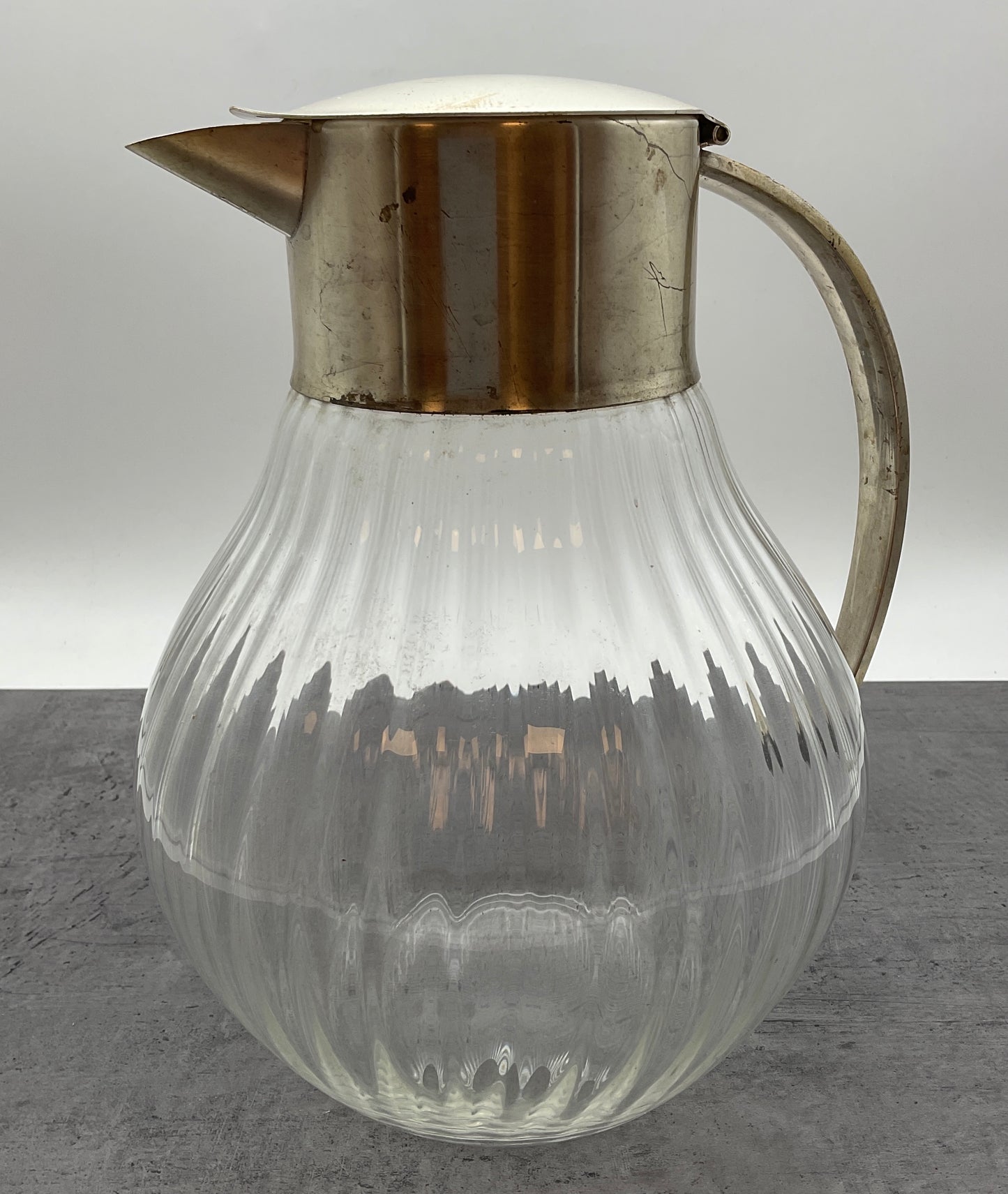 große bauchige Glas Karaffe mit klapp Deckel