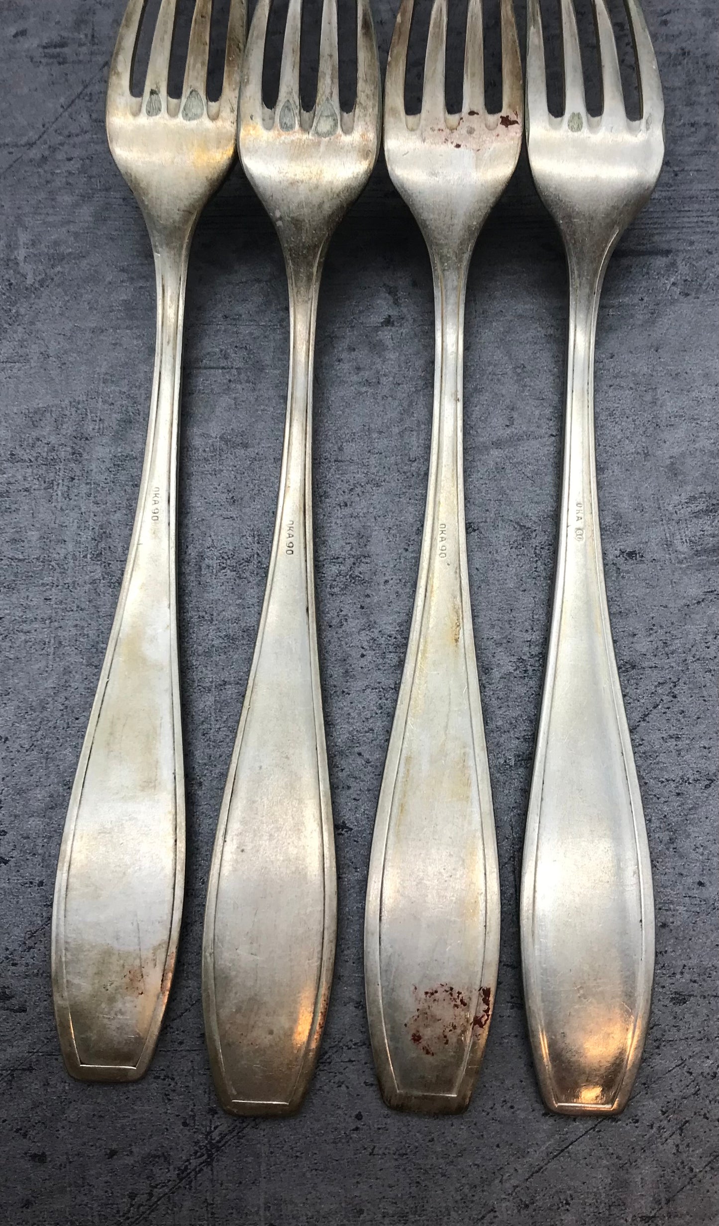 Besteck, Gabeln, 4 Stk. 90er versilbert