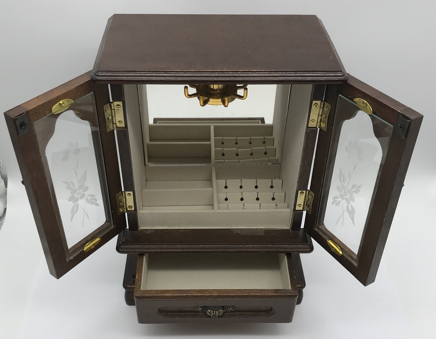 Schmuck Kästchen Vitrine Schränkchen Schatulle Holz Metall Beschläge