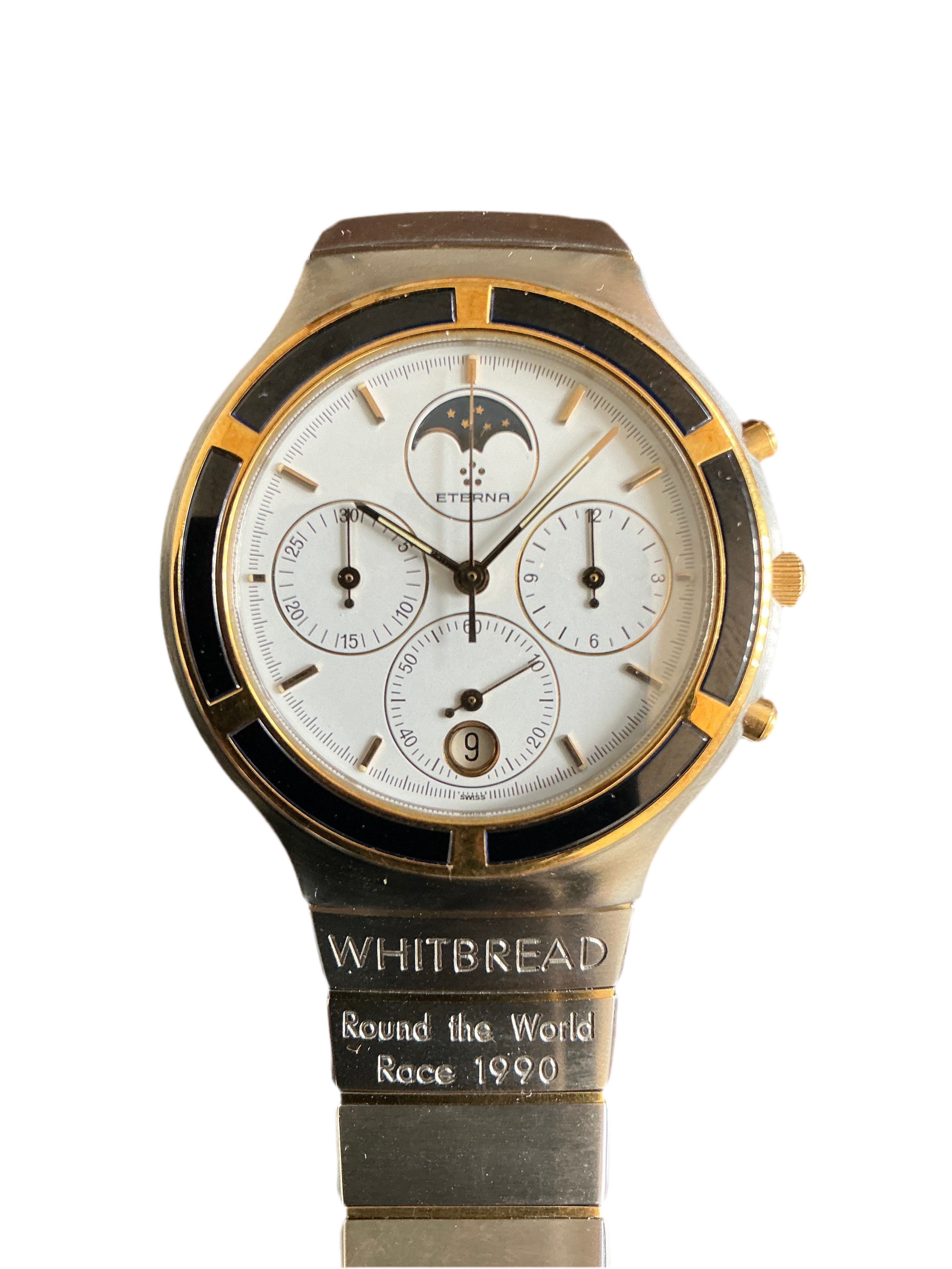 Eterna Airforce Armbanduhr whitebread round the world race 1990, 905 Mondphase