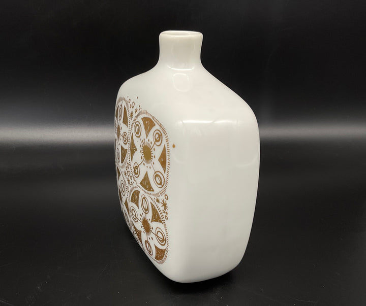 Wunderschöne Goldfarbige-weiße Porzellanvase von Porsgrund Norway