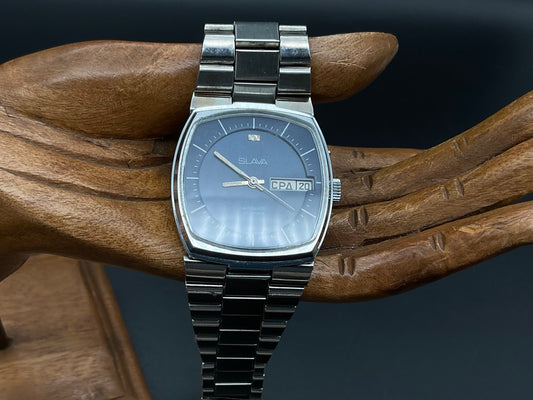Blau/silberfarbige Slava Uhr