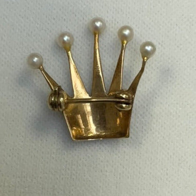 585er Ansteckbrosche als Krone mit Perlenbesatz