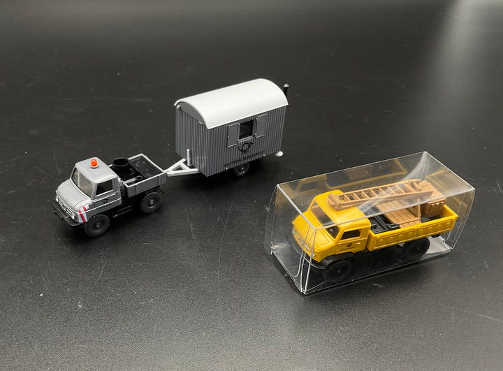 Wiking Post Unimog mit Anhänger und Pritschenwagen