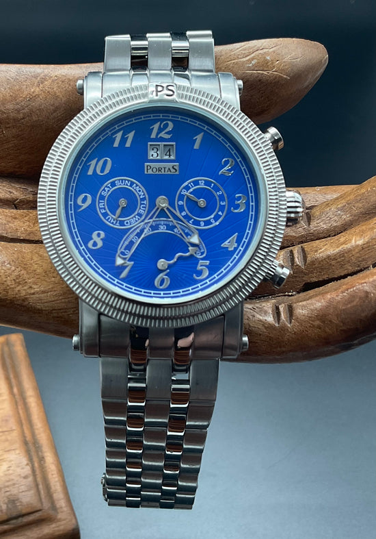 Silber-Blaue PortaS Uhr