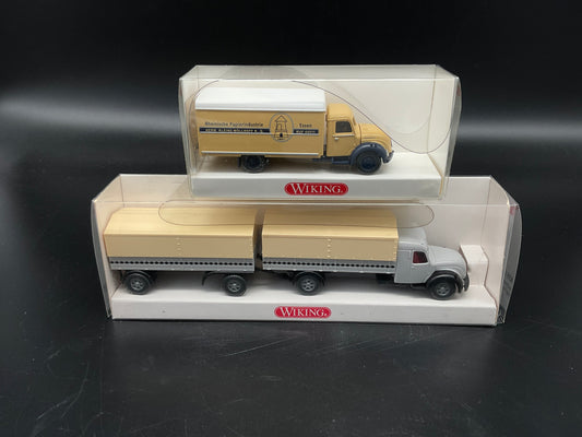 Wiking Pritschenlastzug und Koffer-LKW