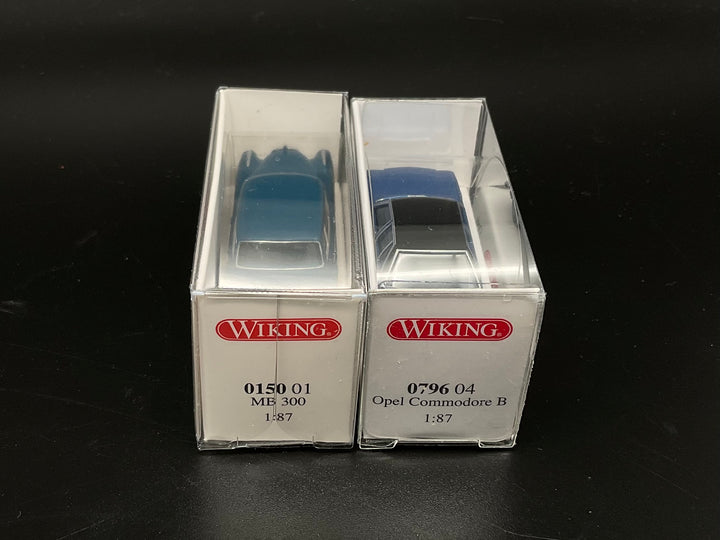 Zwei Wiking Modellfahrzeuge, MB 300 und Opel Commodore B