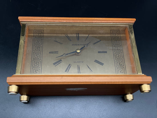 Goldfarbige Dugenta Tischuhr mit Holz