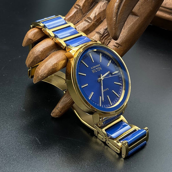 Gold-blaue Alexander Milton Uhr