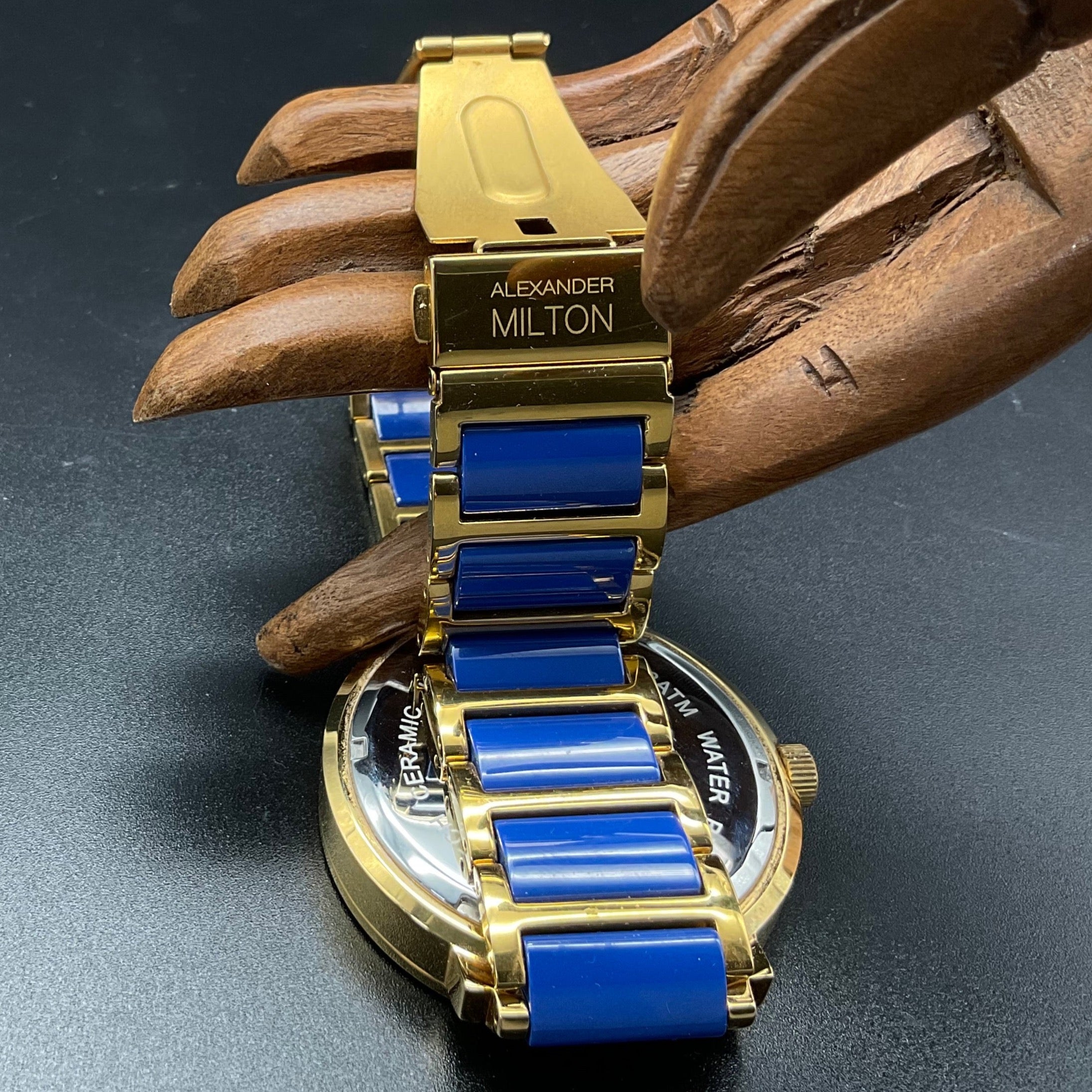 Gold-blaue Alexander Milton Uhr