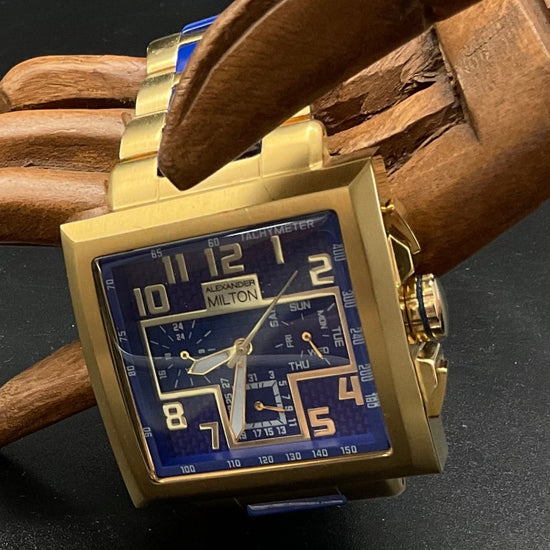 Blau-goldene Alexander Milton Uhr