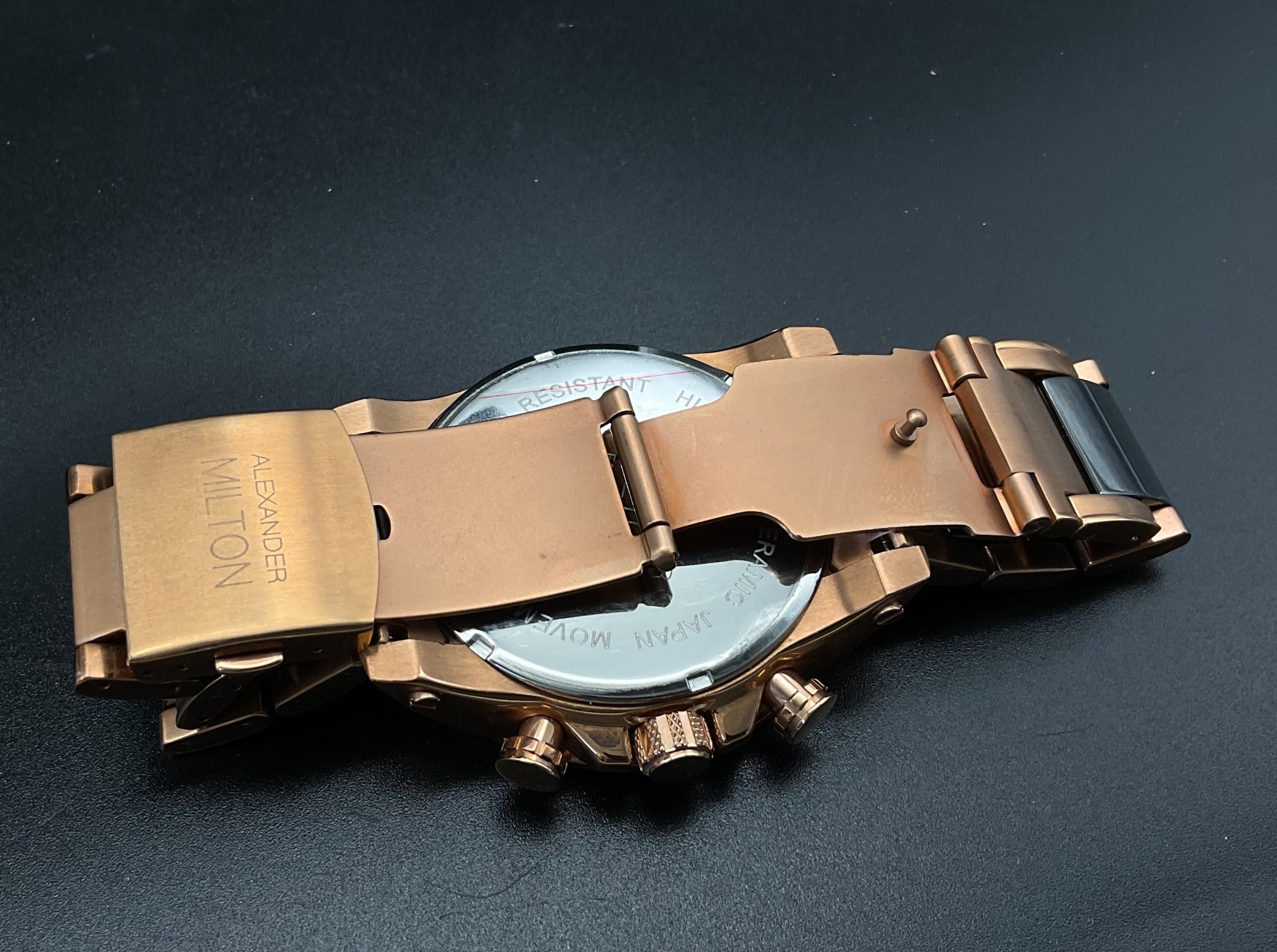 Roségold-schwarze Alexander Milton Uhr