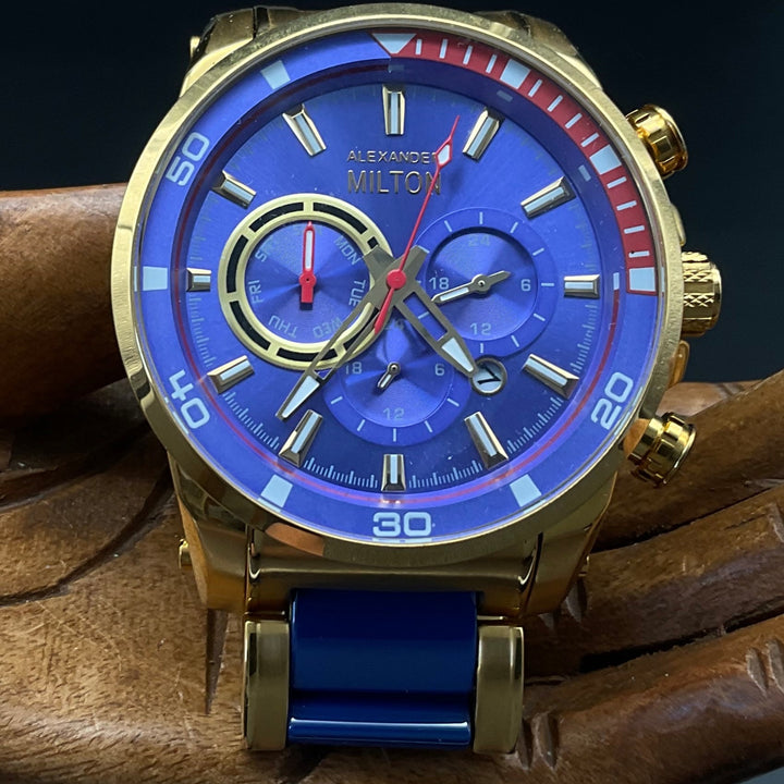 Gold-blaue Alexander Milton Uhr