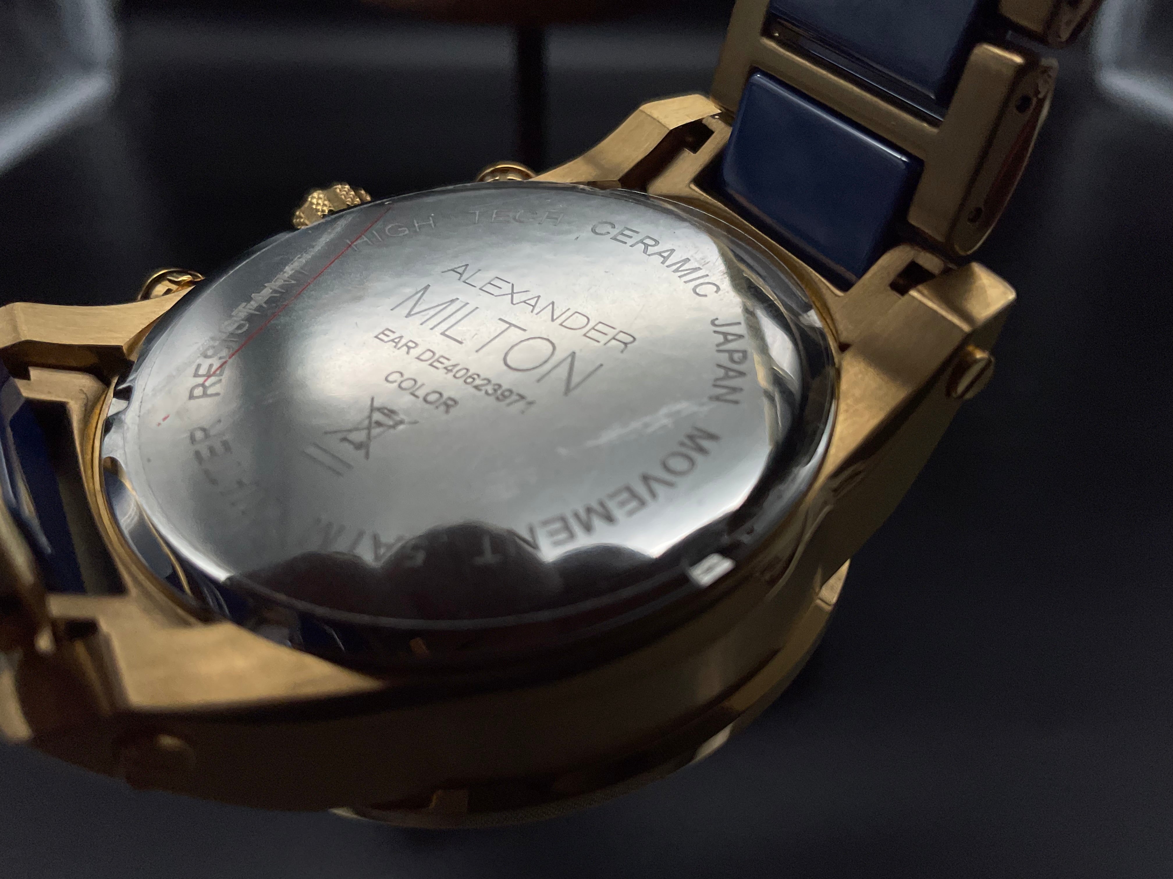 Gold-blaue Alexander Milton Uhr