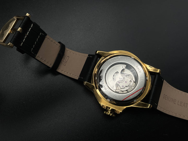 Gold-schwarze Leno Leontis Uhr