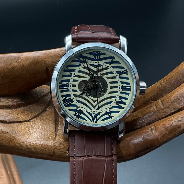 Silber-braune Leno Leontis Uhr