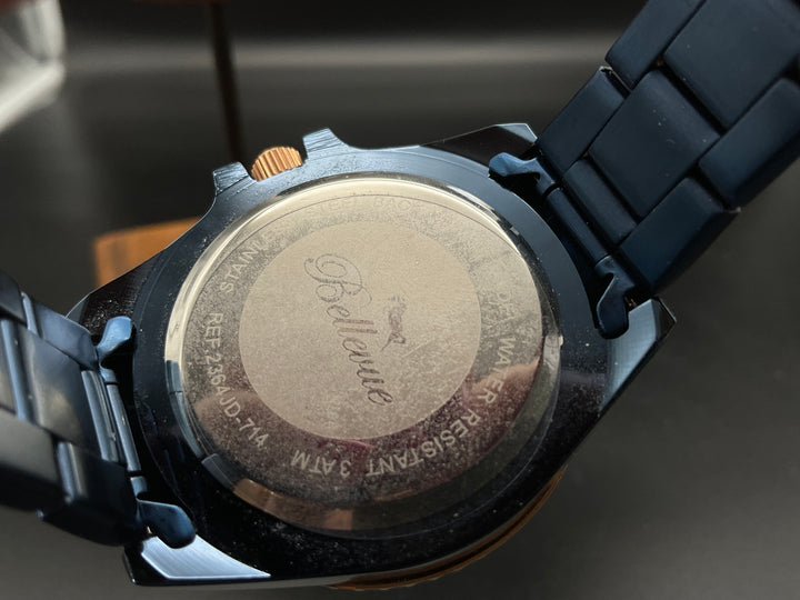 Blau-Roségoldene Bellevue Uhr