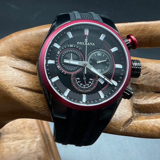 Schwarz-rote Delbana Uhr 44501.612.6